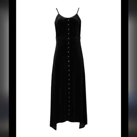 BLANK Black Asymmetrical Velour Jumper Dress. Size Large. New. - Picture 4 of 9